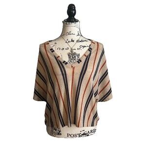 Zara Tan Gauze Like Striped Crop Top Size L Beachy Boho Vibes